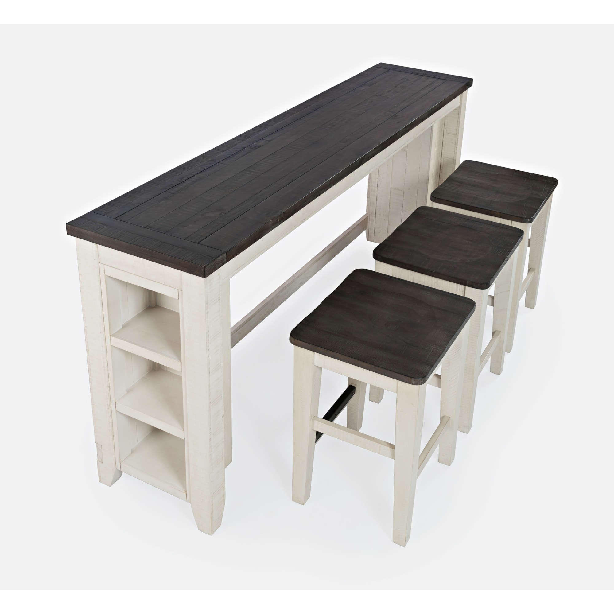 Canton White 80321 4pc Sofa Console, Stool Set Walker's Furniture Sofa Tables/Consoles